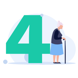 Femme âgée tient une canne